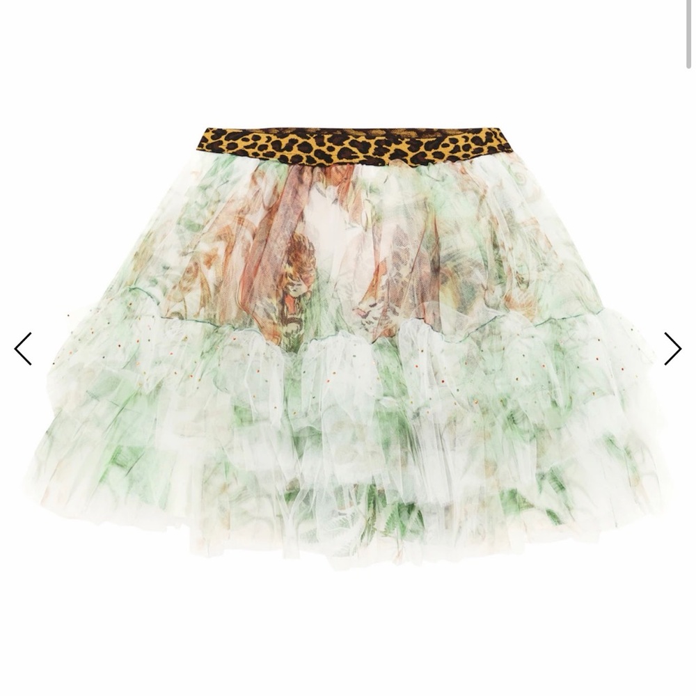 Camilla Leopard Waist Tulle Skirt in Green and White